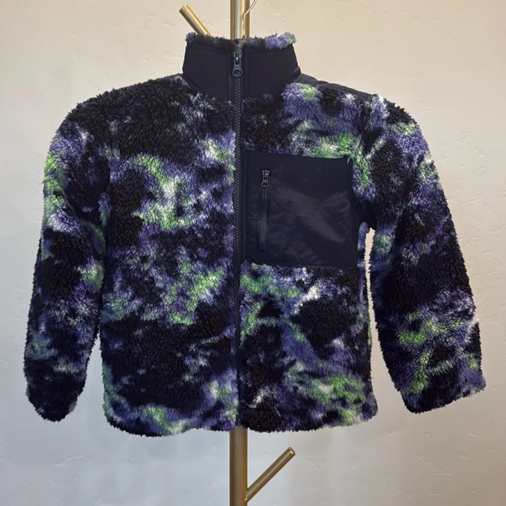 Art Class Orange and Steel Blue Sherpa Jacket with Pockets, NWT